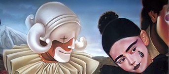 Detalle de pintura Mural con tematica de Carnaval canario